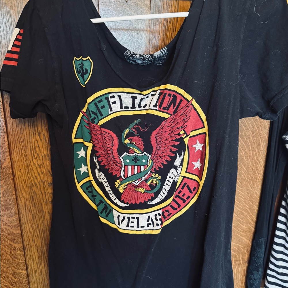Affliction Graphic Black Red Short Sleeve Tee
